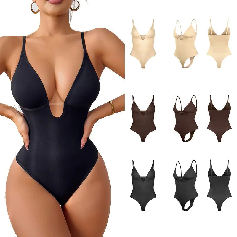 Deep V Shapewear Bodysuit by shapexa