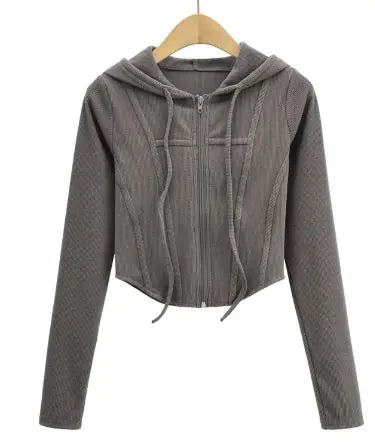 Hooded Cardigan Top Jacket by shapexa