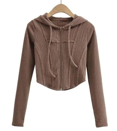 Hooded Cardigan Top Jacket by shapexa