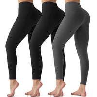 3 Pack Leggings for WomenButt Lift High Waisted Tummy Control Workout No See-Through Yoga Pants Reg & Plus Size