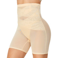 Beige shapewear shorts on a white background