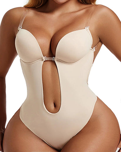 Strapless Shapewear for Women Backless Bra Shapewear for Backless Dress Bra Bodysuit Deep Plunge Shapewear Body Shaper (Beige 3X-Large (42))